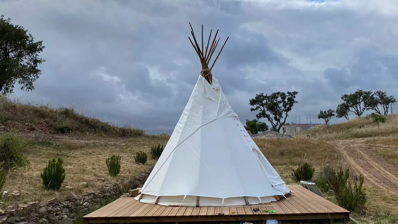 Tipi met twee singel beds